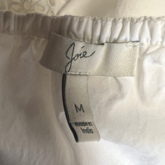 Joie One Shoulder Top Womens Medium Cotton Eyelet Ruffle Boho Romantic Coquette - Picture 2 of 8